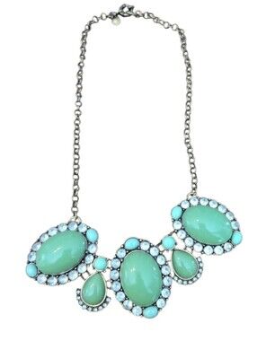 J Crew Vintage Green Cabochon Bib Necklace In EUC